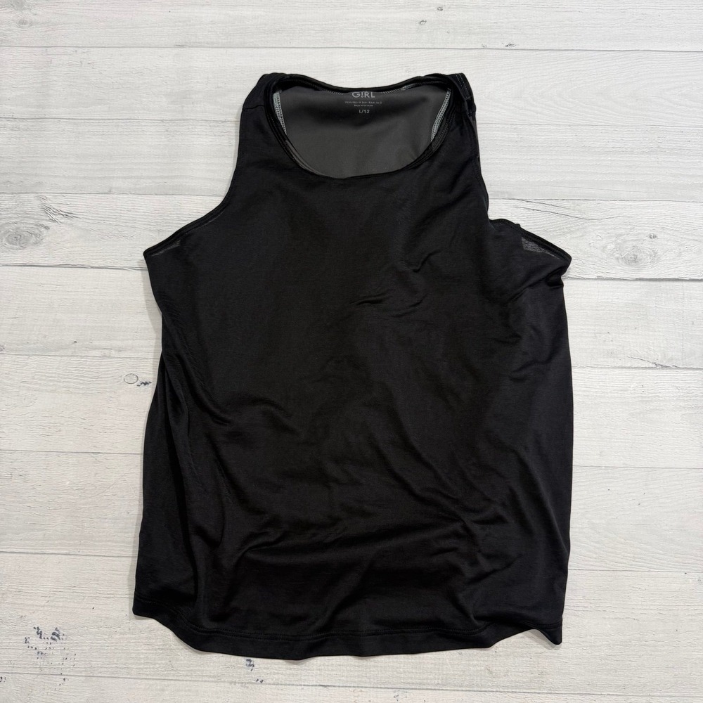 Athleta girl girls black racerback tank top size 12